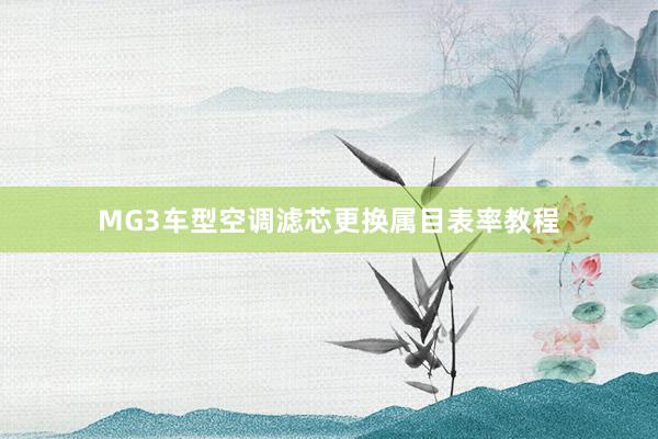 MG3车型空调滤芯更换属目表率教程